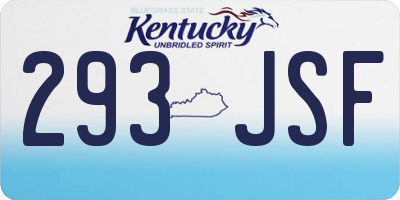 KY license plate 293JSF