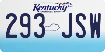 KY license plate 293JSW