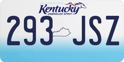 KY license plate 293JSZ