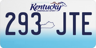 KY license plate 293JTE