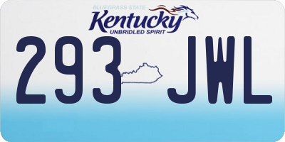 KY license plate 293JWL