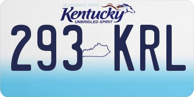 KY license plate 293KRL