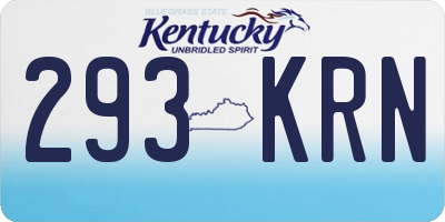 KY license plate 293KRN