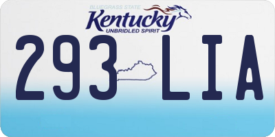 KY license plate 293LIA