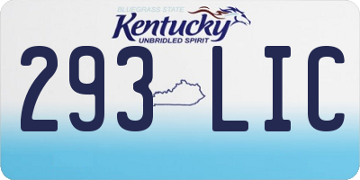 KY license plate 293LIC