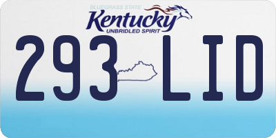 KY license plate 293LID