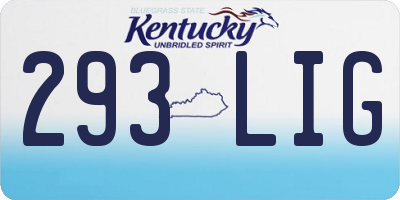 KY license plate 293LIG
