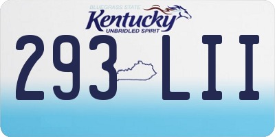 KY license plate 293LII