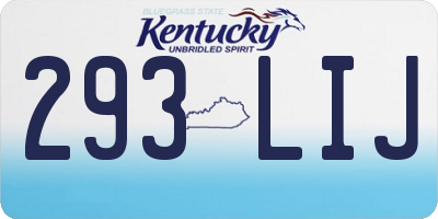 KY license plate 293LIJ