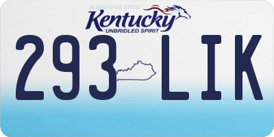 KY license plate 293LIK