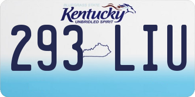 KY license plate 293LIU