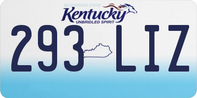 KY license plate 293LIZ