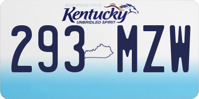 KY license plate 293MZW