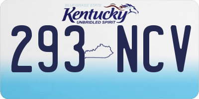KY license plate 293NCV