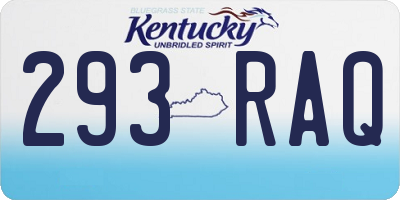 KY license plate 293RAQ