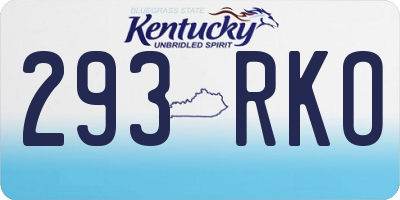 KY license plate 293RKO