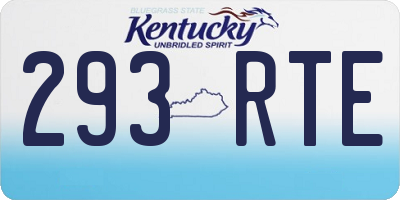 KY license plate 293RTE