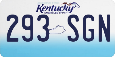KY license plate 293SGN