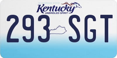 KY license plate 293SGT