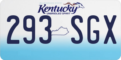 KY license plate 293SGX