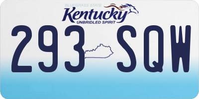 KY license plate 293SQW