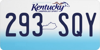 KY license plate 293SQY