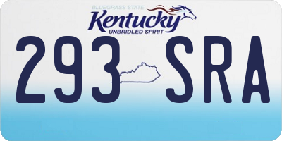 KY license plate 293SRA