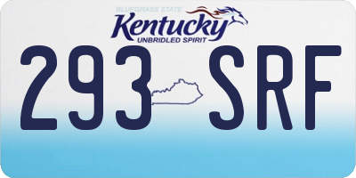 KY license plate 293SRF