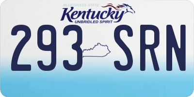 KY license plate 293SRN