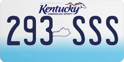 KY license plate 293SSS