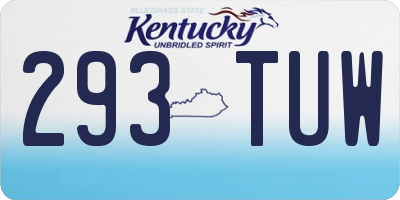 KY license plate 293TUW