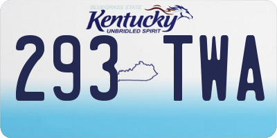 KY license plate 293TWA