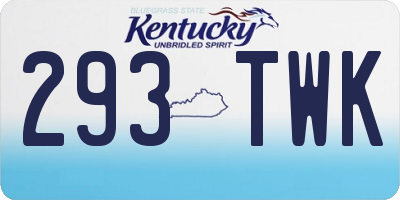 KY license plate 293TWK