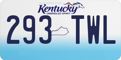 KY license plate 293TWL