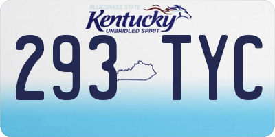 KY license plate 293TYC