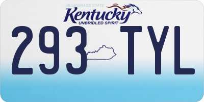 KY license plate 293TYL