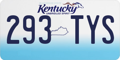 KY license plate 293TYS