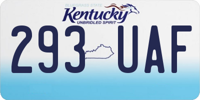 KY license plate 293UAF