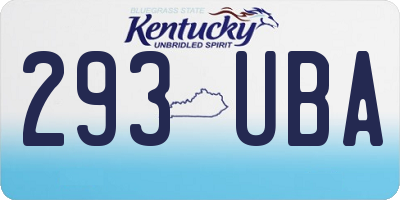 KY license plate 293UBA