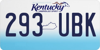KY license plate 293UBK