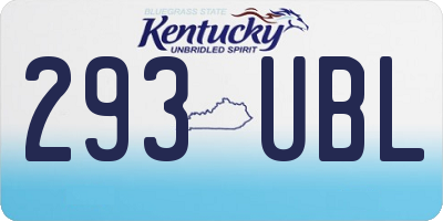 KY license plate 293UBL