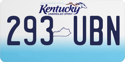 KY license plate 293UBN
