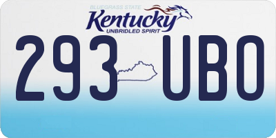 KY license plate 293UBO
