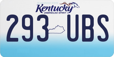 KY license plate 293UBS