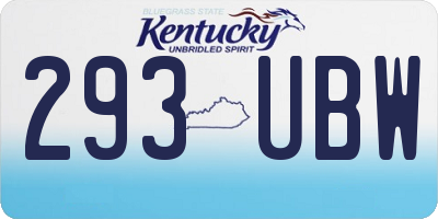 KY license plate 293UBW
