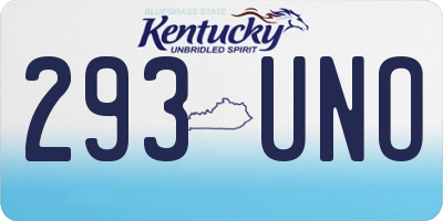 KY license plate 293UNO
