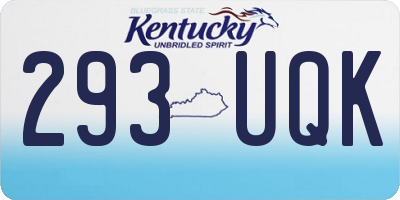 KY license plate 293UQK