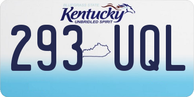 KY license plate 293UQL
