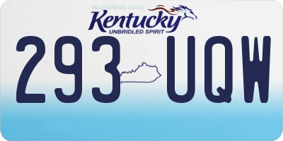 KY license plate 293UQW