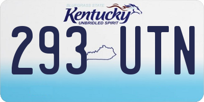 KY license plate 293UTN